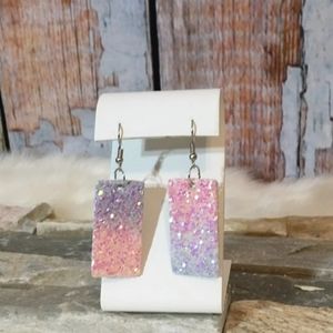 New 2 toned pink and purple Glitter earrings